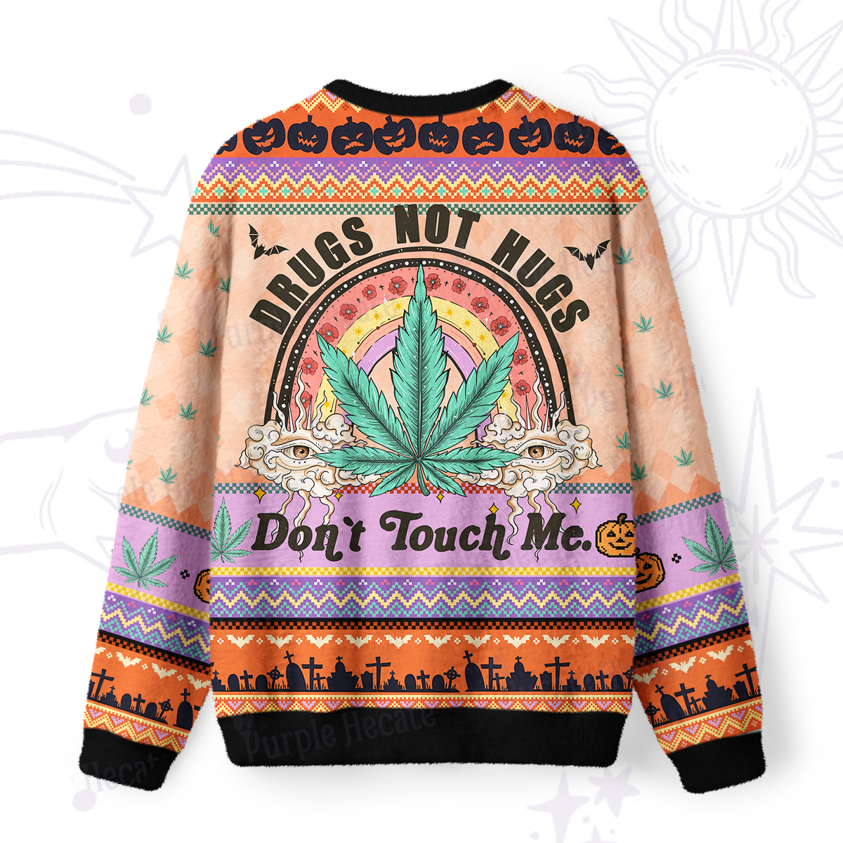 Purplehecate Drugs Not Hugs Ugly Halloween Sweatshirts