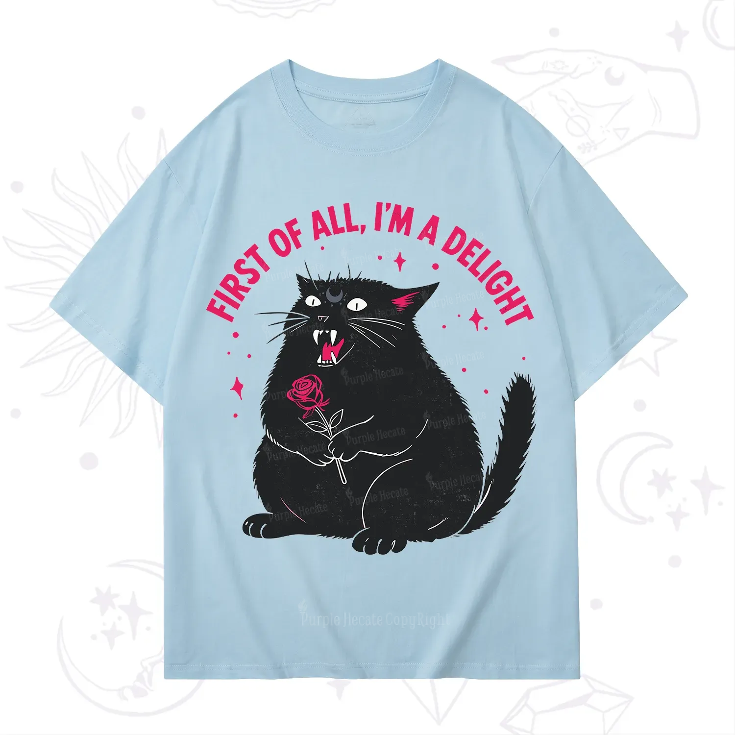 Purplehecate First Of All I'm A Delight Cat T-Shirt