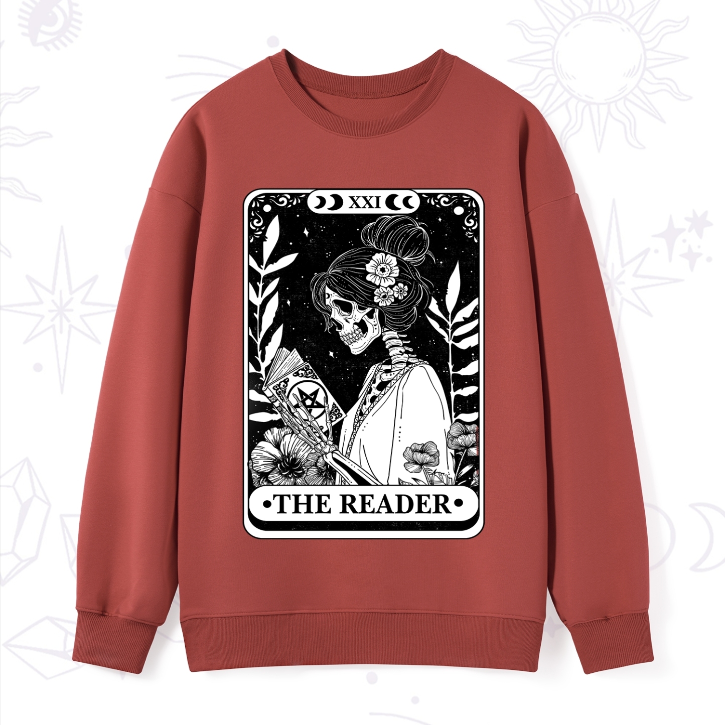 Purplehecate The Reader Skeleton Tarot Sweatshirt