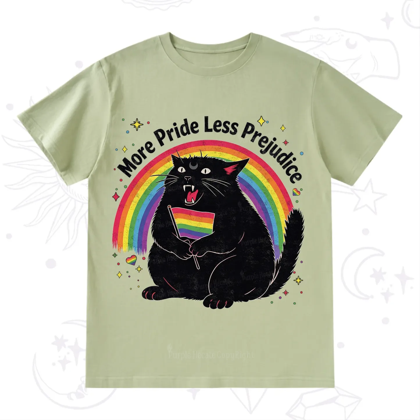 Purplehecate More Pride Less Prejudice Cat T-Shirt