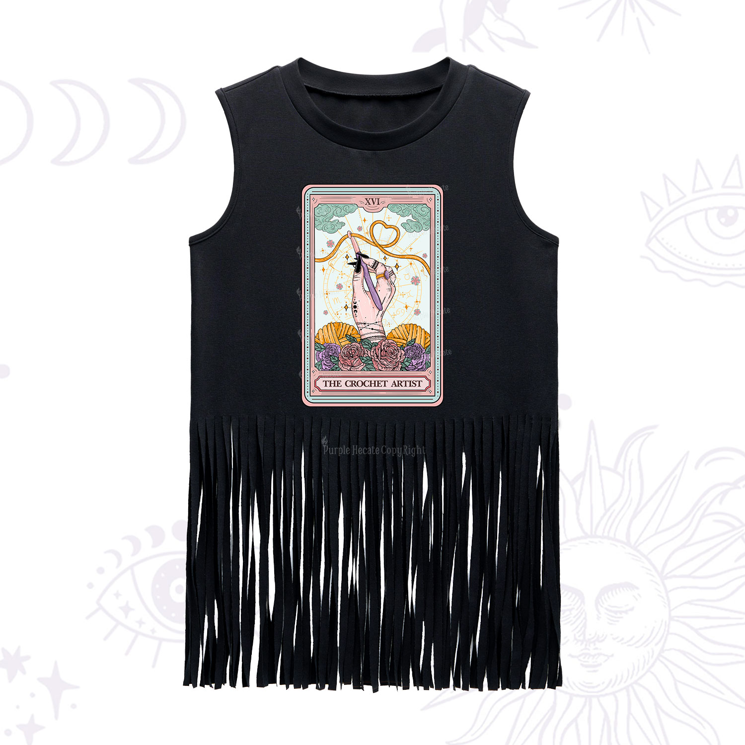 Purplehecate The Crochet Artist Tarot Card Fringe Tank Top