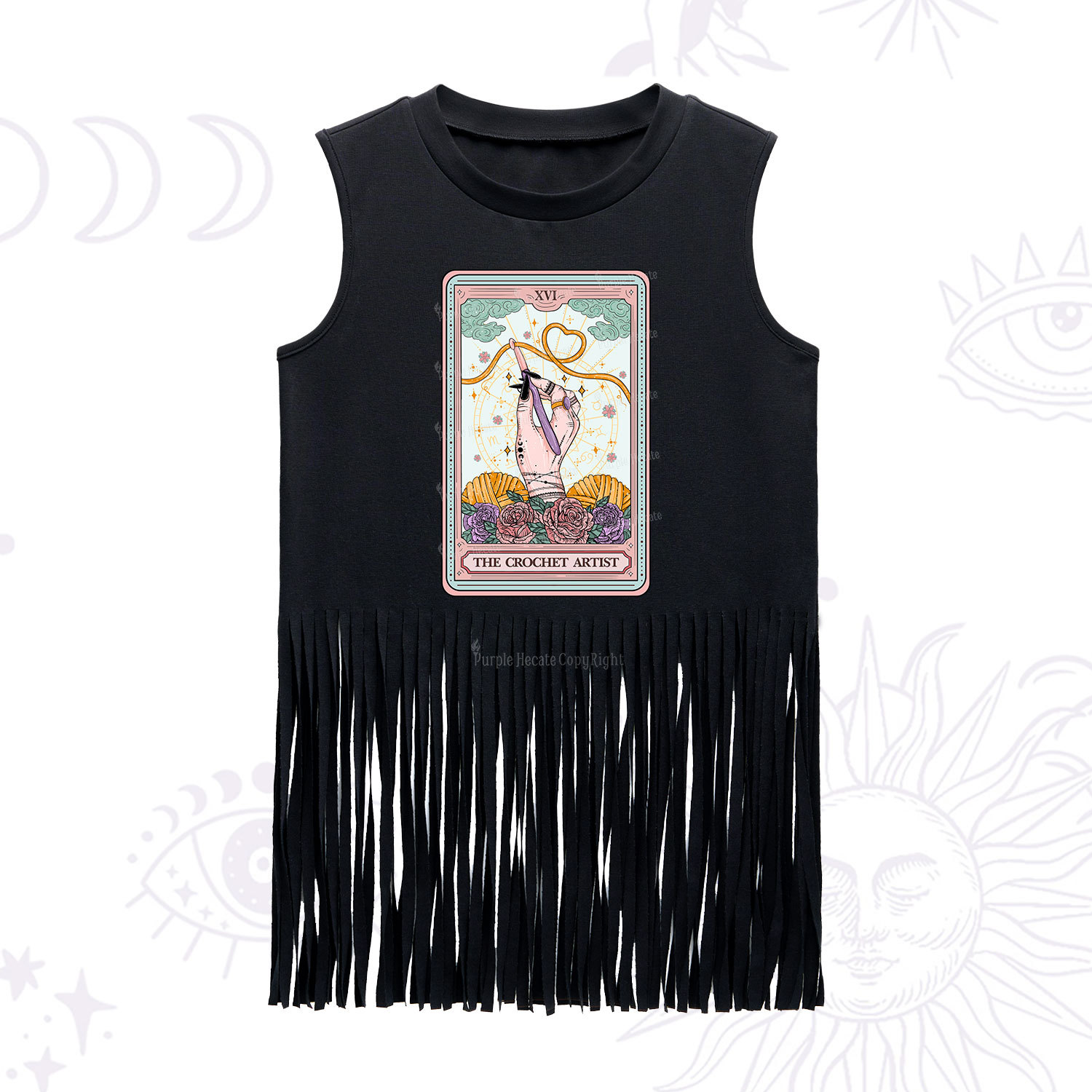 Purplehecate The Crochet Artist Tarot Card Fringe Tank Top