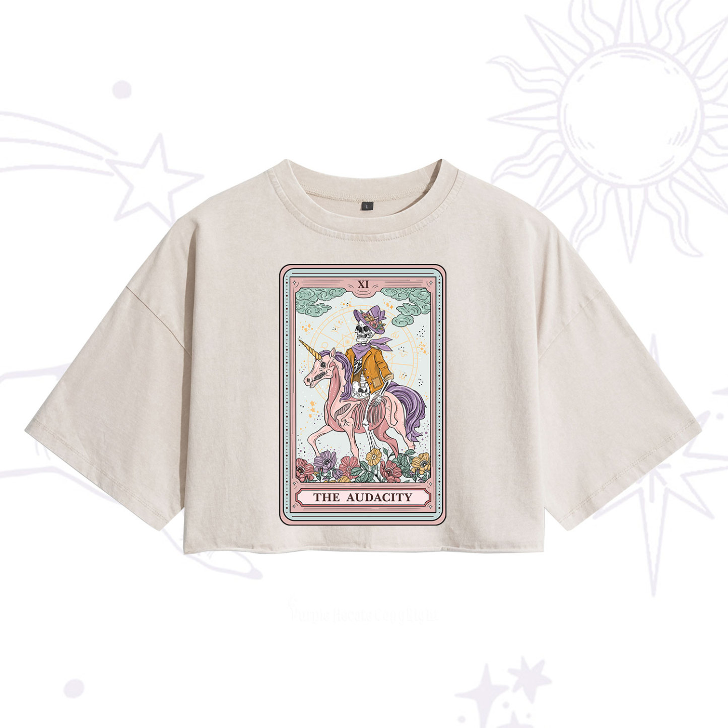 Purplehecate The Audacity Tarot Card Washed Cropped T-Shirt