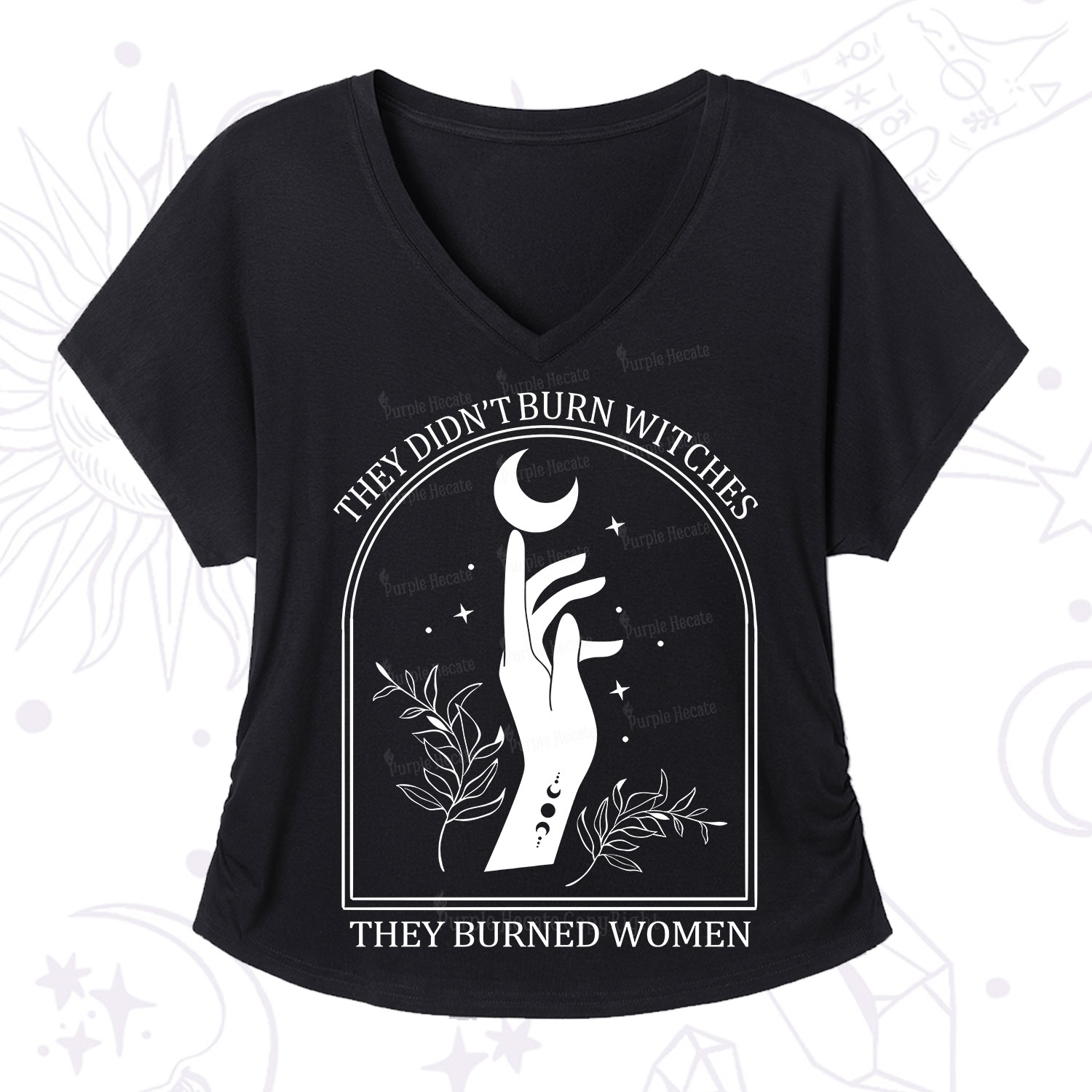 Purplehecate They Didn't Burn Witches They Burned Women V-Neck T-Shirt