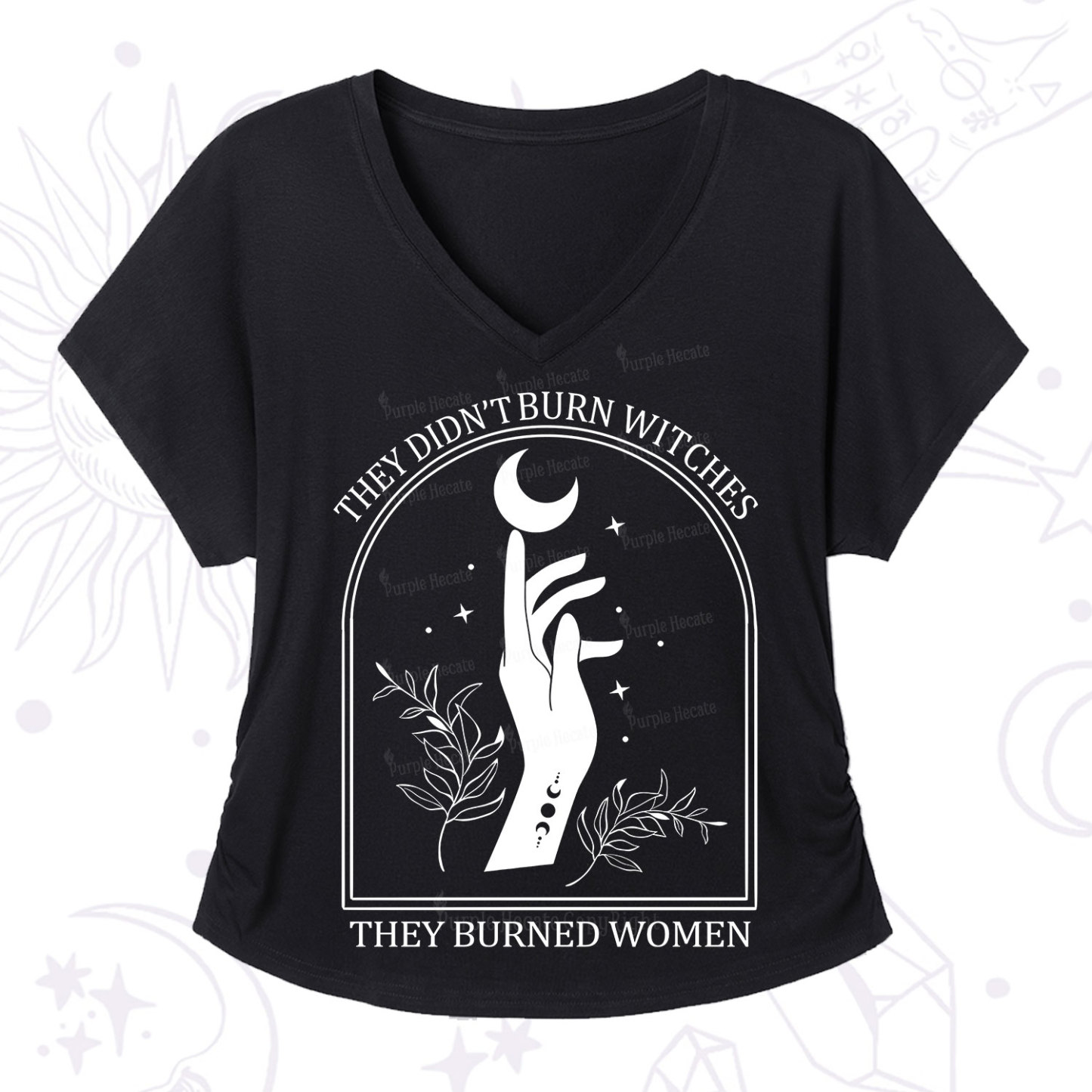 Purplehecate They Didn't Burn Witches They Burned Women V-Neck T-Shirt