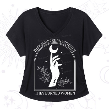 Purplehecate They Didn't Burn Witches They Burned Women V-Neck T-Shirt