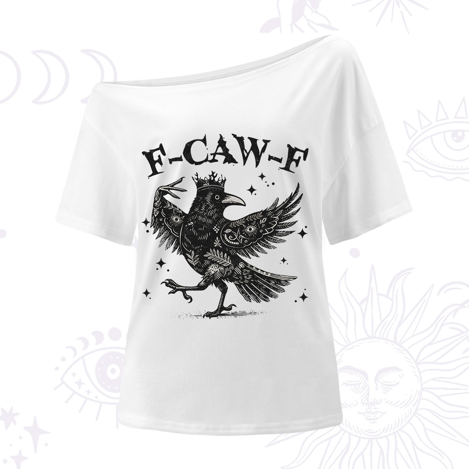 Purplehecate F-caw-f Funny Crow One Shoulder T-Shirt