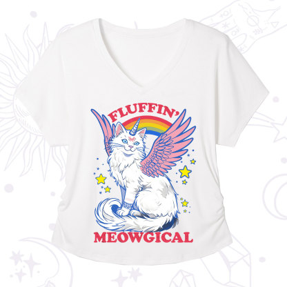 Purplehecate Fluffin Meowgical V-Neck T-Shirt