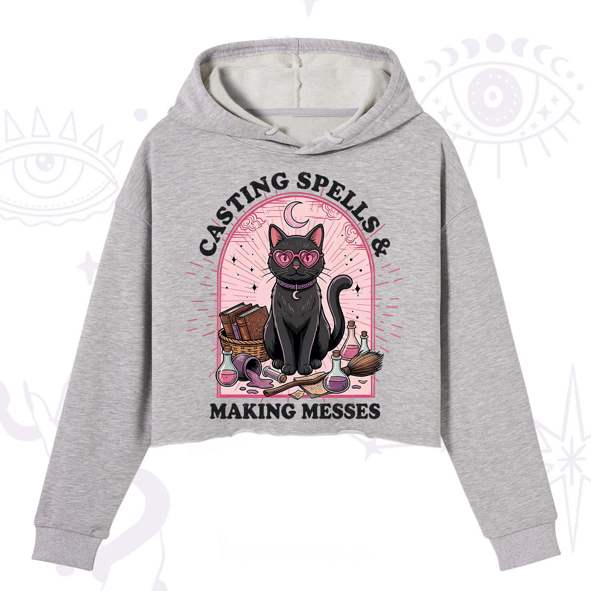 Purplehecate Casting Spells Making Messes Cat Crop Hoodie