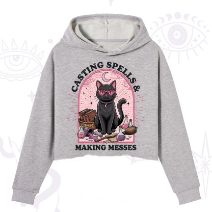 Purplehecate Casting Spells Making Messes Cat Crop Hoodie