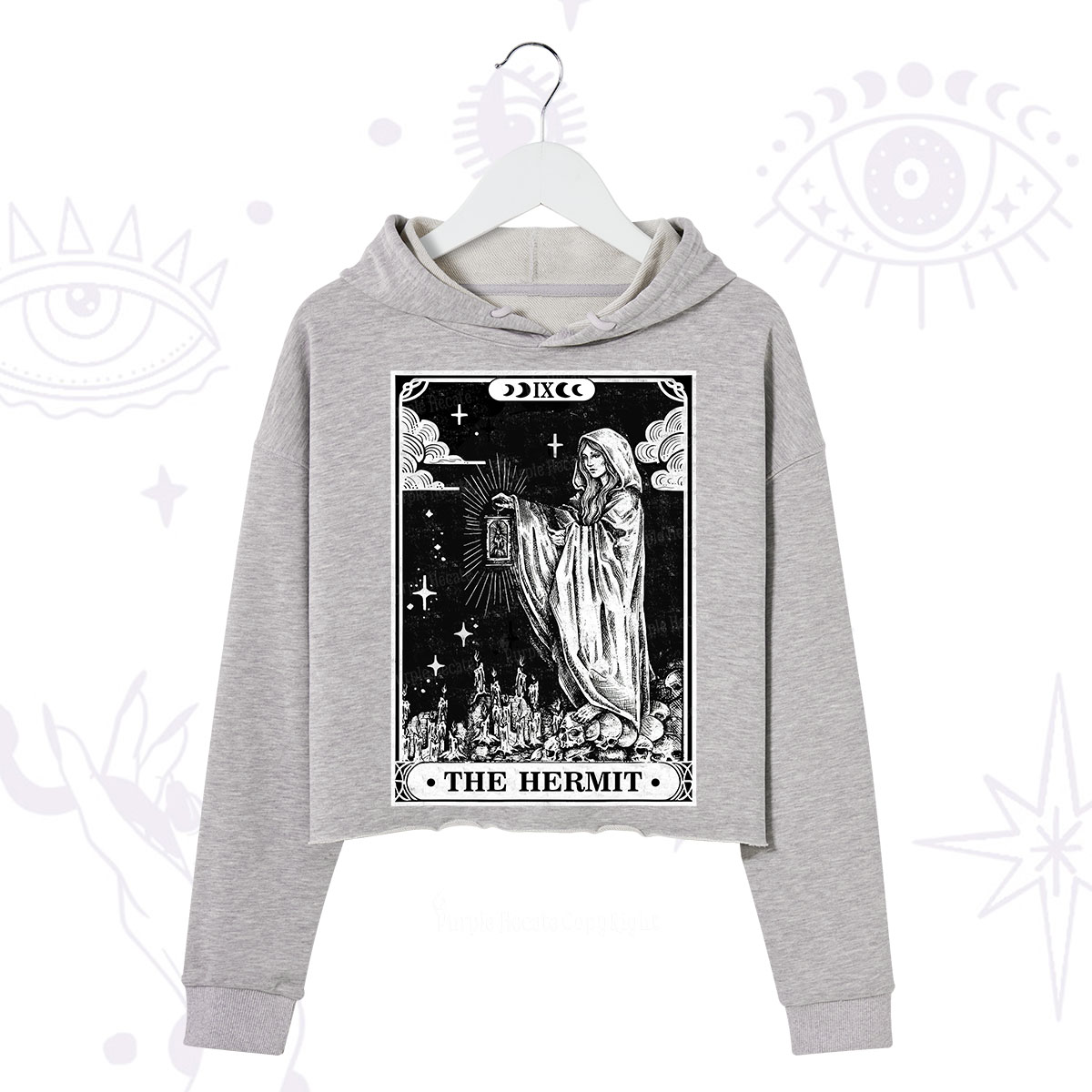 Purplehecate The Hermit Goddess Tarot Card Crop Hoodie