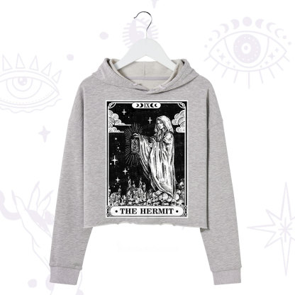 Purplehecate The Hermit Goddess Tarot Card Crop Hoodie