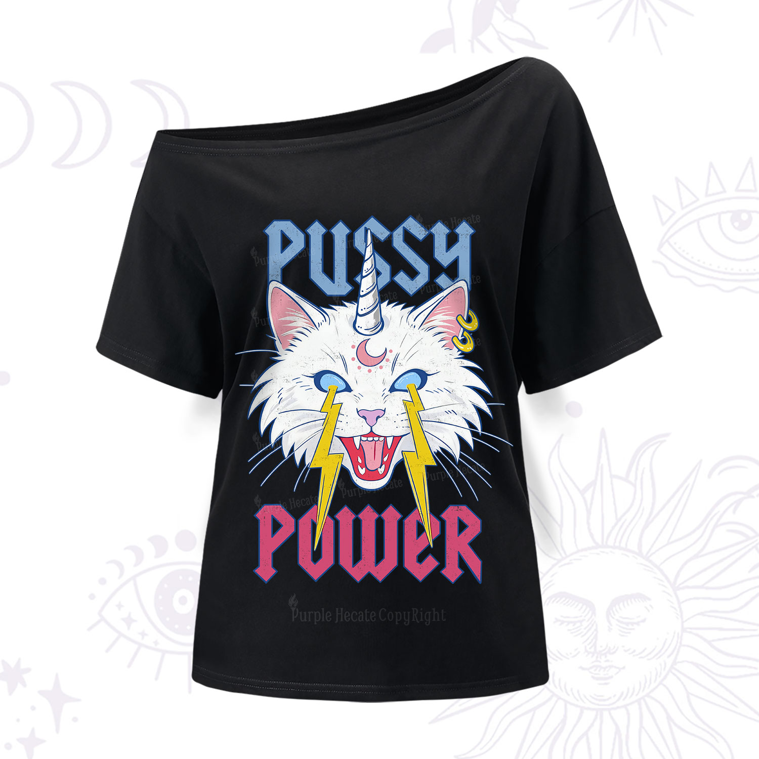 Purplehecate Pussy Power One Shoulder T-Shirt
