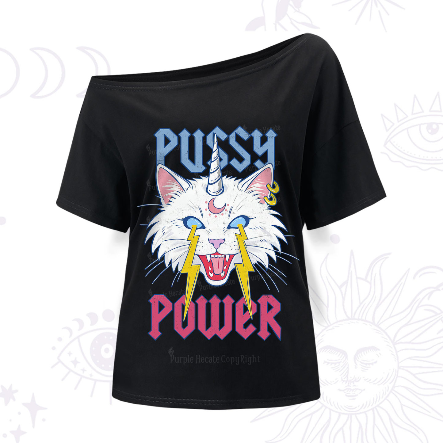 Purplehecate Pussy Power One Shoulder T-Shir