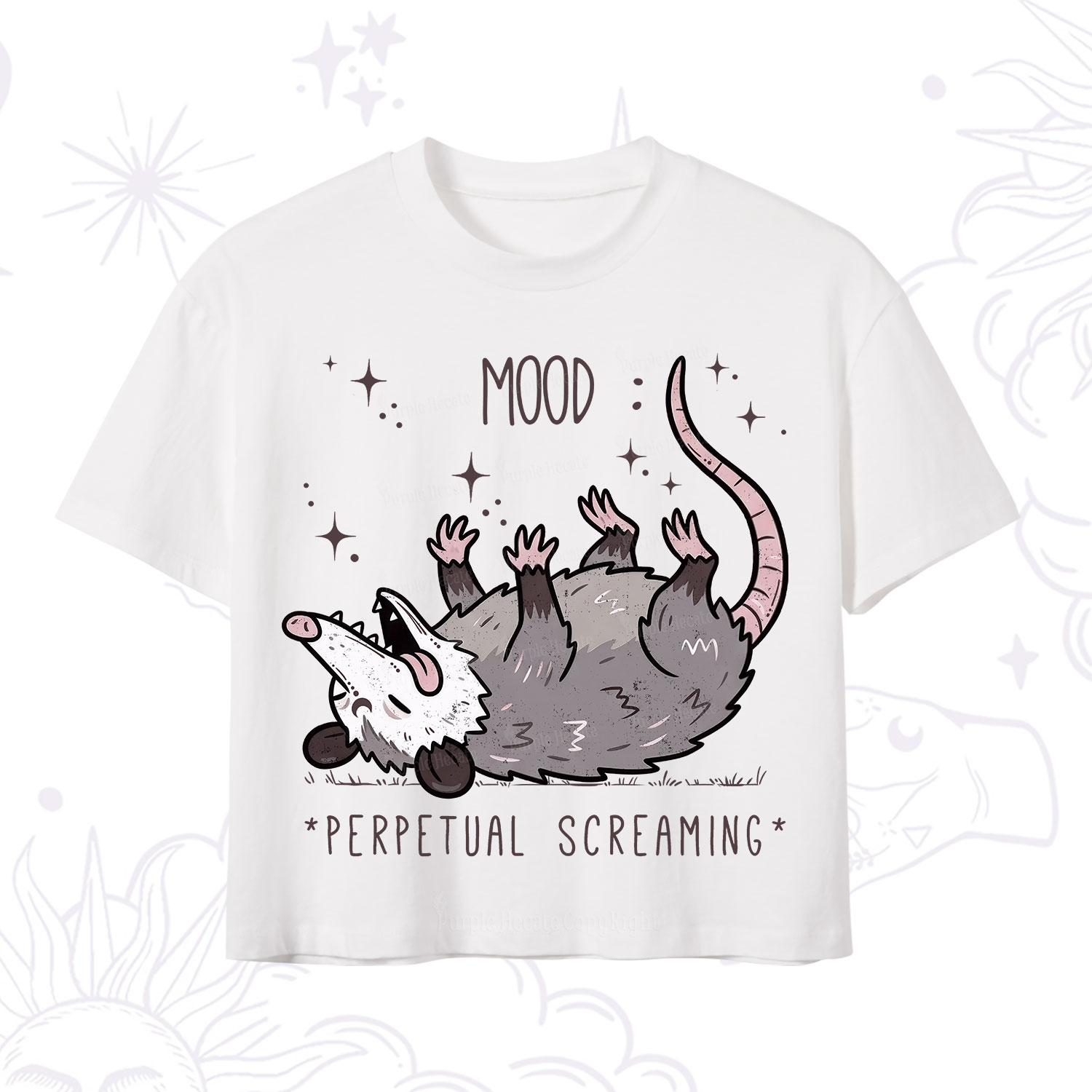 Purplehecate Mood Perpetual Screaming Opossum Crop T-Shirt