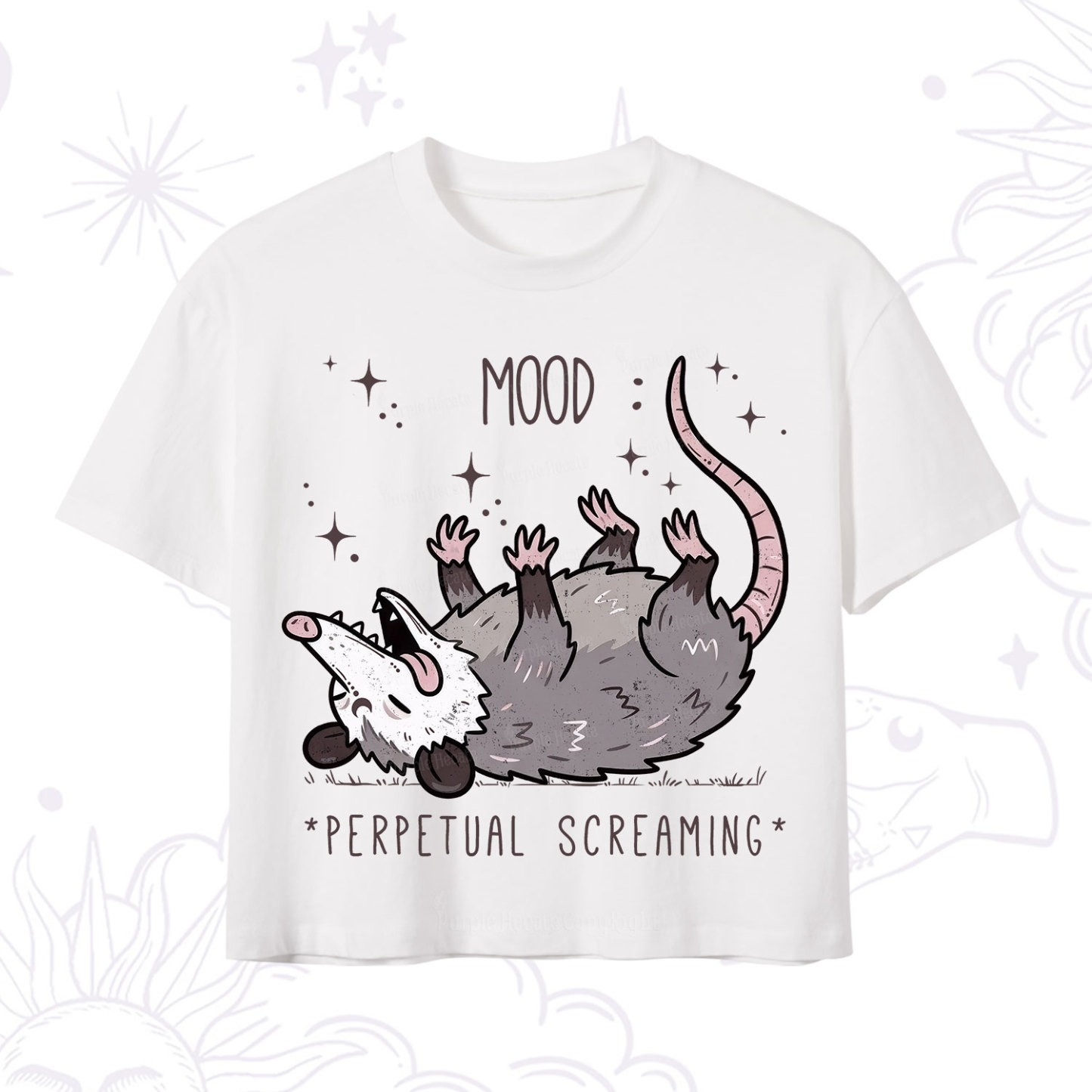 Purplehecate Mood Perpetual Screaming Opossum Crop T-Shirt