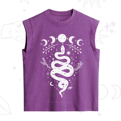 Purplehecate Snake And Moon Phase Comfort Vintage Washed Tank