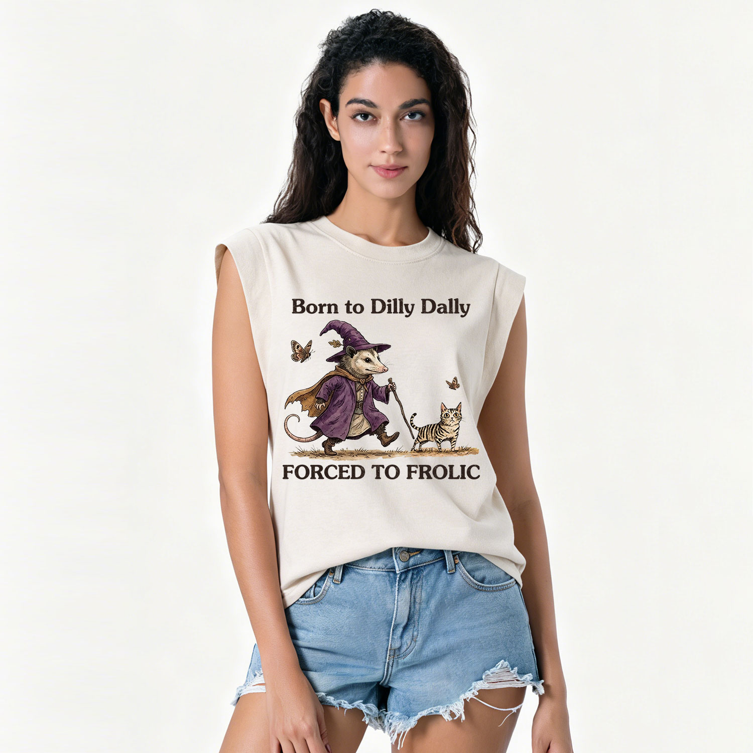 Purplehecate Born to Dilly Dally Forced to Frolic Opossum Vintage Washed Tank