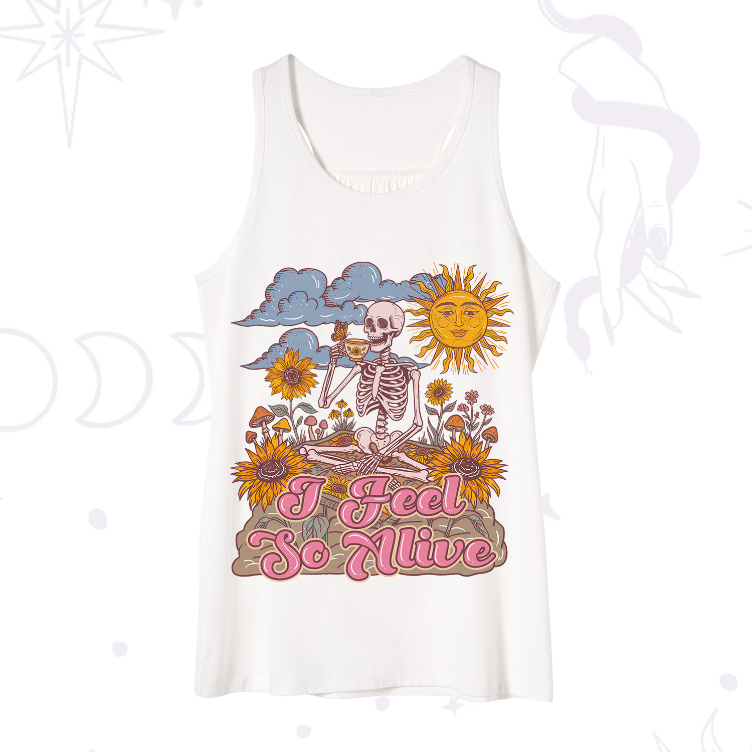 Purplehecate I feel So Alive Dancing Sarcastic Skeleton Tank