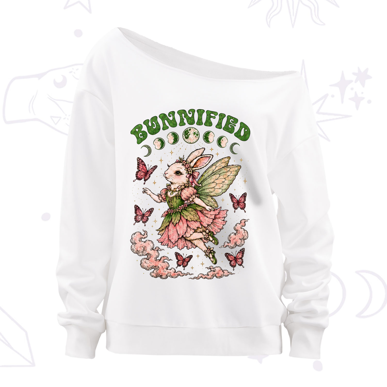 Purplehecate Bunnified Fairy Bunny Off The Shoulder Sweatshirt