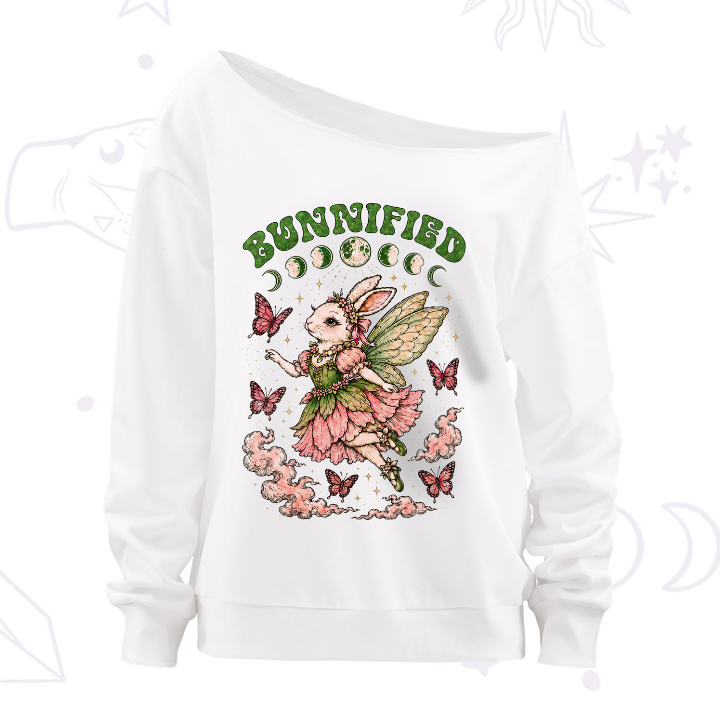 Purplehecate Bunnified Fairy Bunny Off The Shoulder Sweatshirt