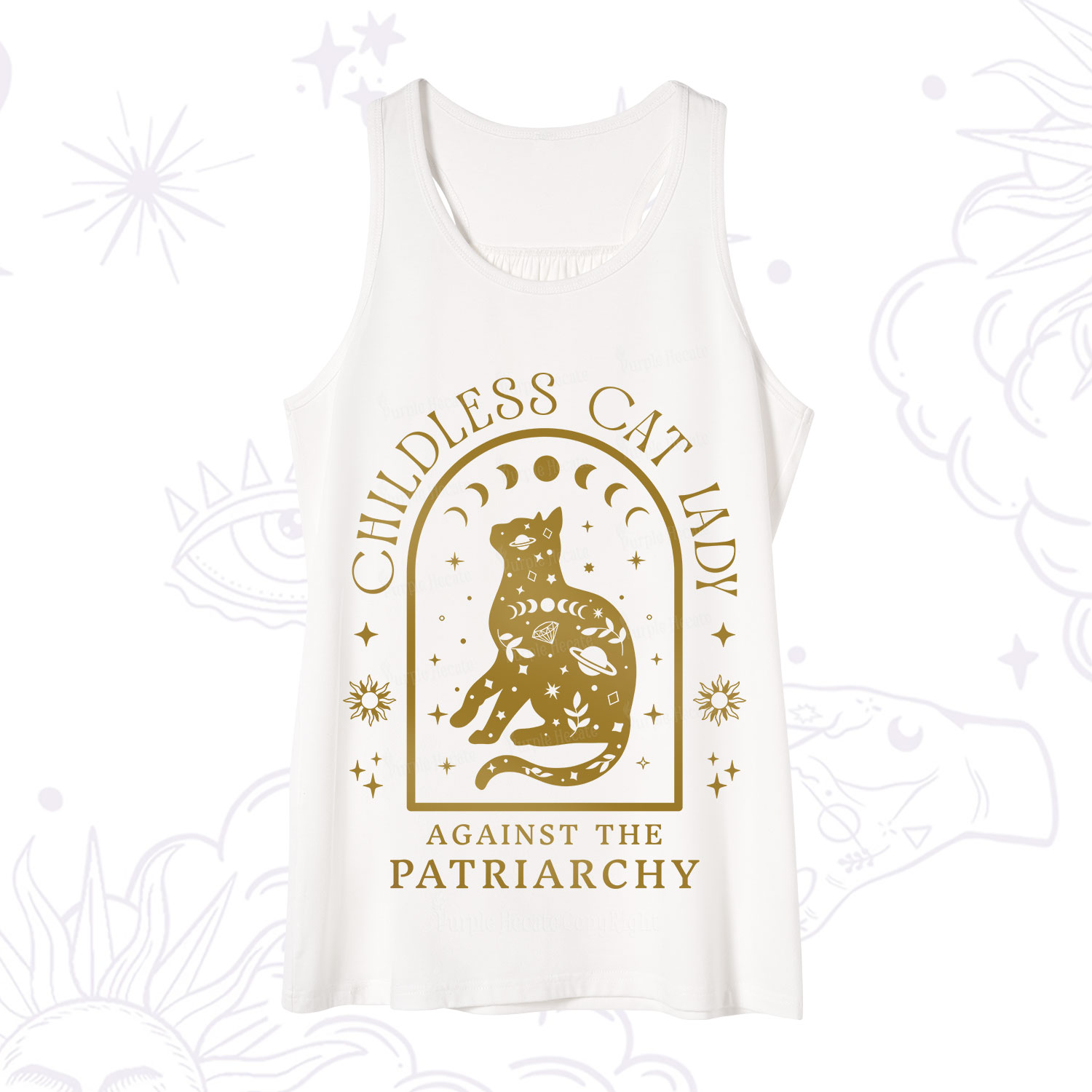 Purplehecate Childless Cat Lady Against the Patriarchy Tank