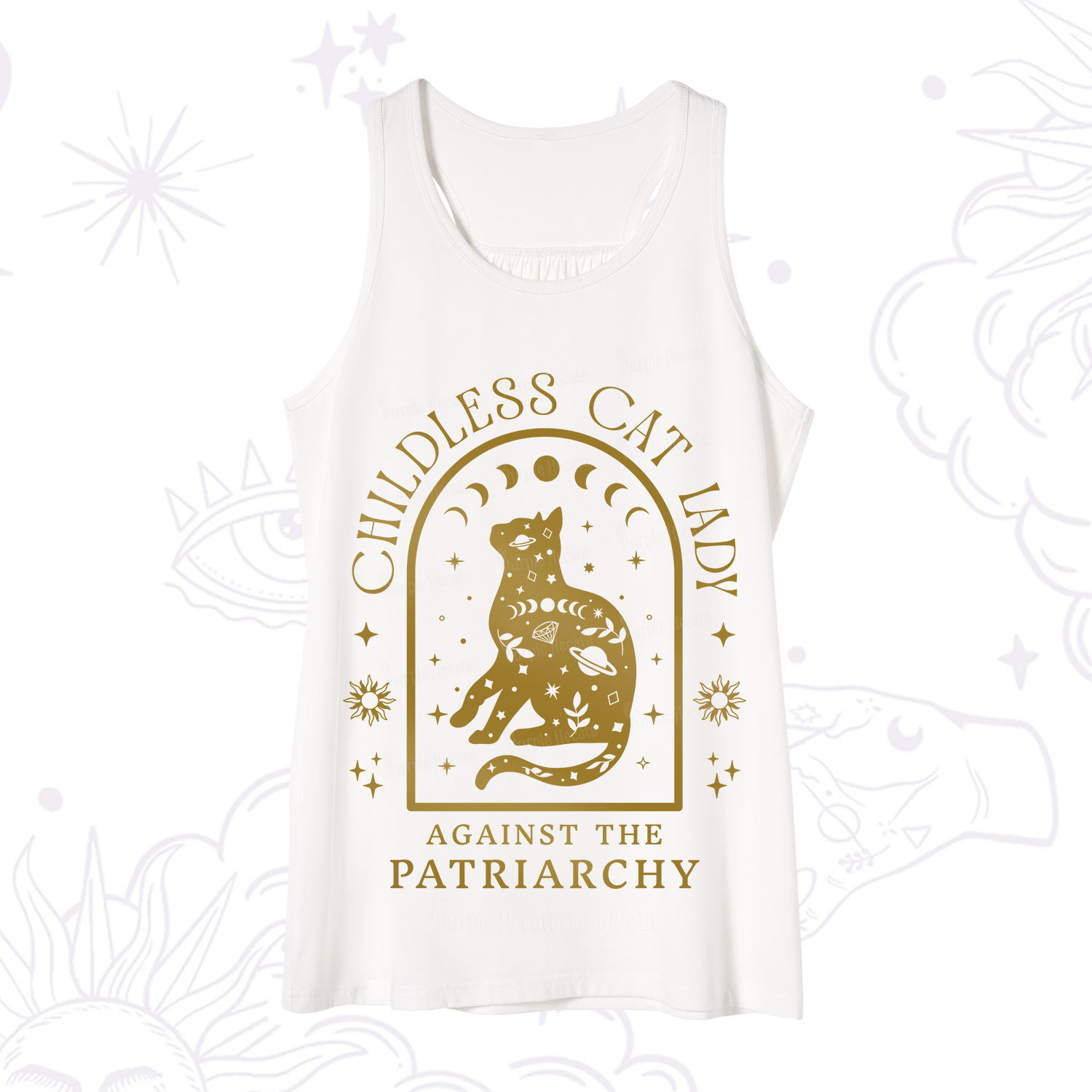 Purplehecate Childless Cat Lady Against the Patriarchy Tank