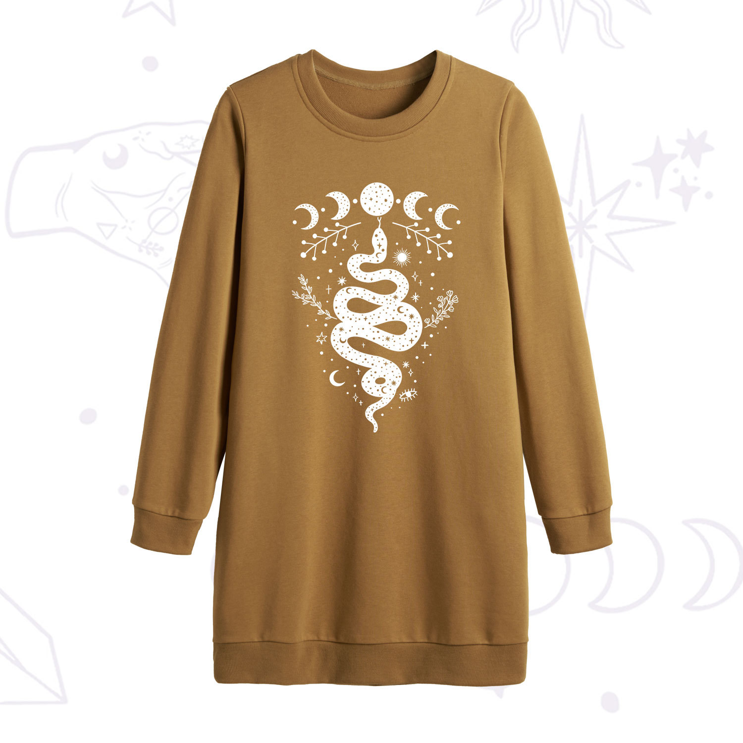 Purplehecate Snake And Moon Phase Comfort Sweatshirt Dress