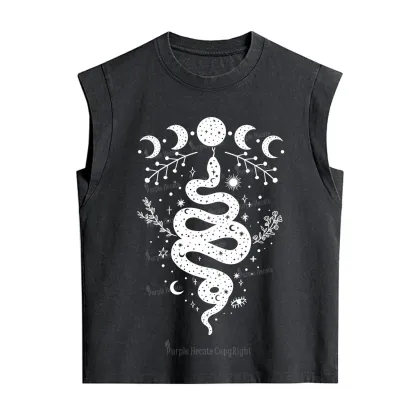 Purplehecate Snake And Moon Phase Comfort Vintage Washed Tank