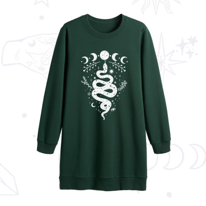 Purplehecate Snake And Moon Phase Comfort Sweatshirt Dress