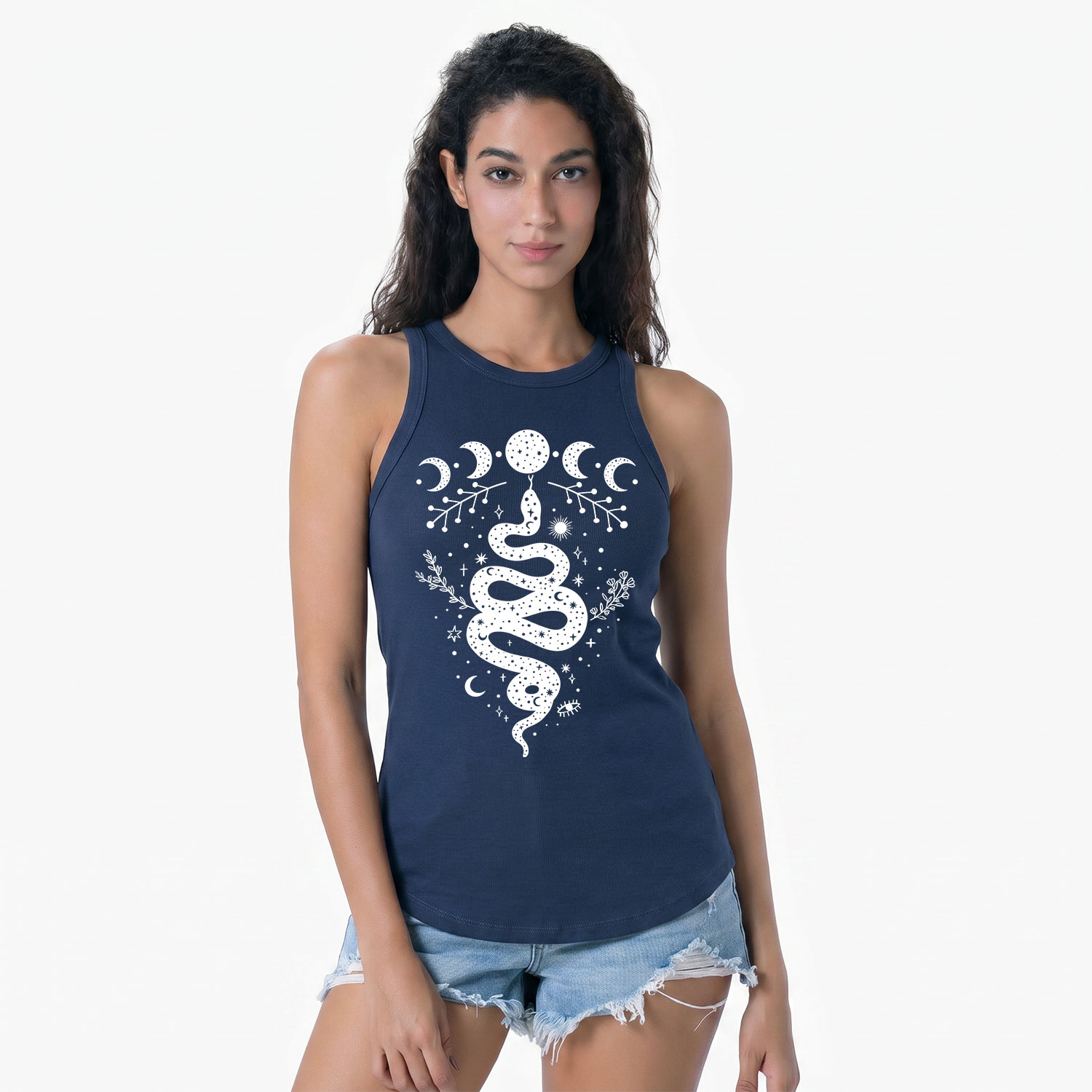 Purplehecate Snake And Moon Phase Comfort Ribbed Tank Top