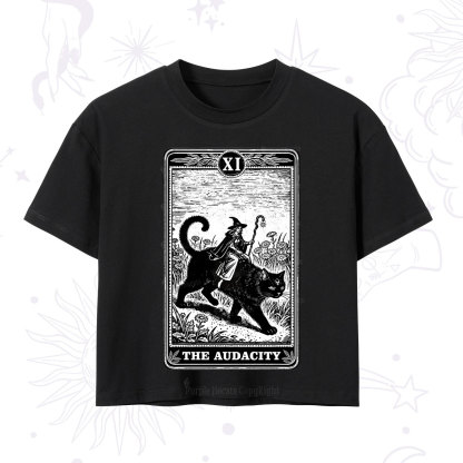 Purplehecate The Audacity Wizard Cat Tarot Crop T-Shirt