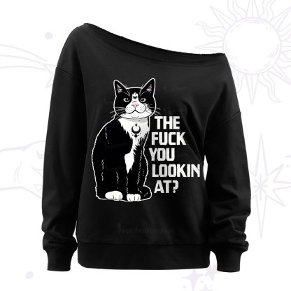 Purplehecate The Fuck You Lookin At Off The Shoulder Sweatshirt