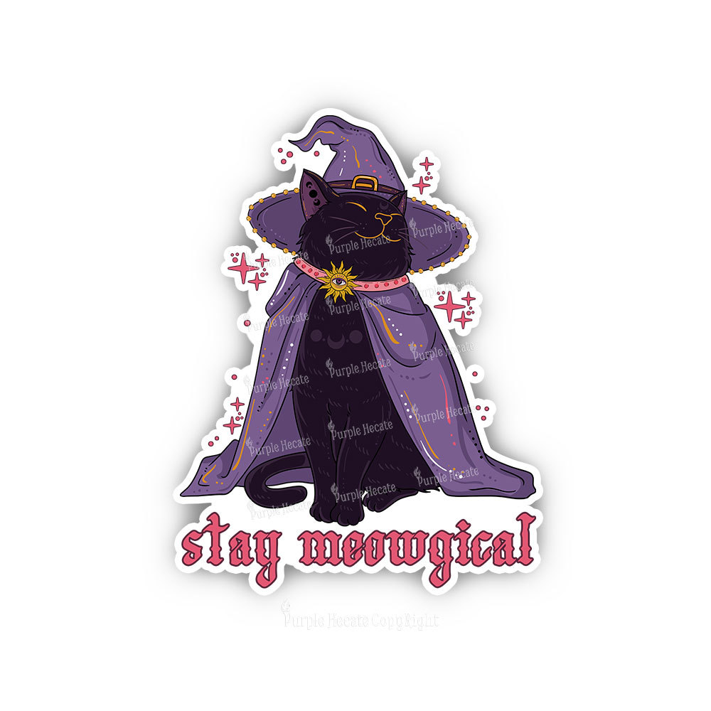 Purplehecate Stay Meowgical Cat Sticker