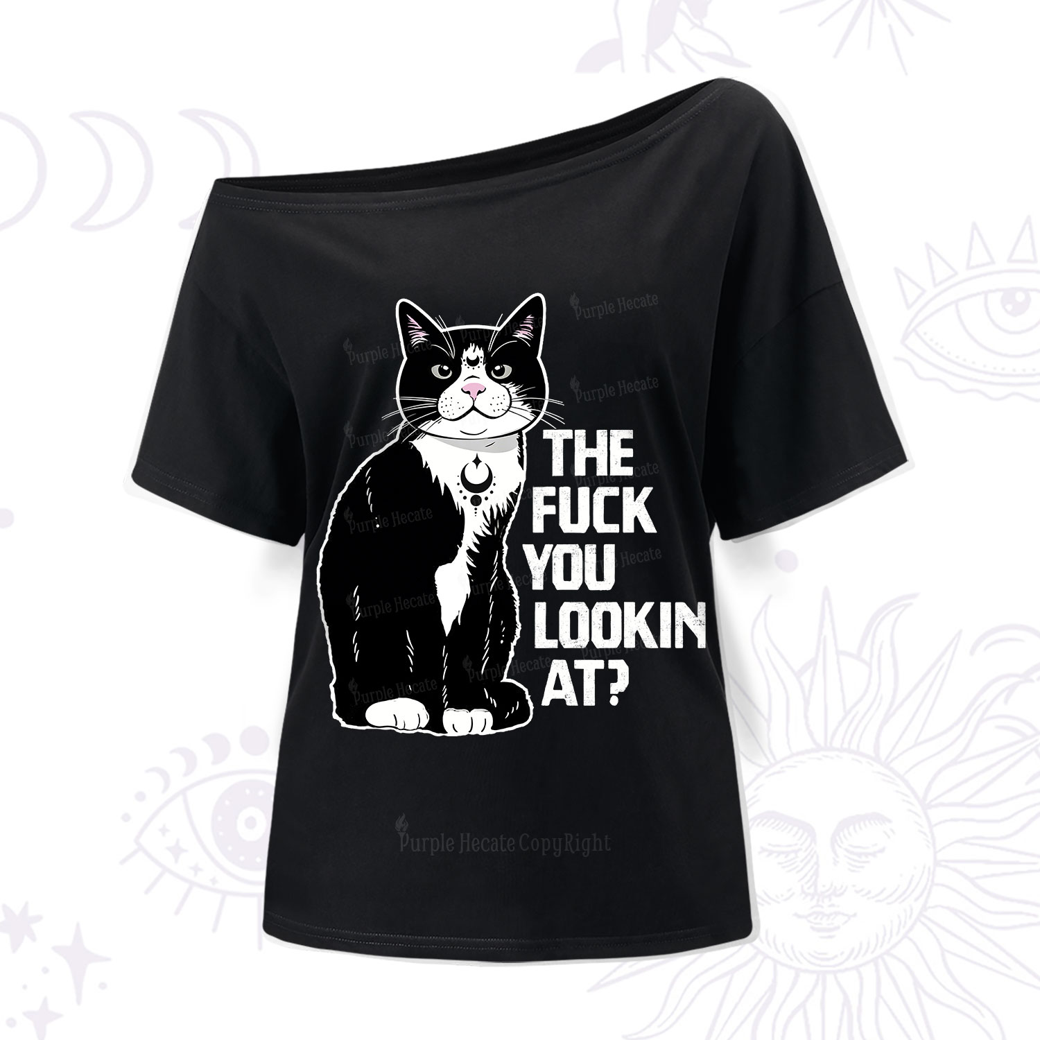 Purplehecate The Fuck You Lookin At One Shoulder T-Shirt