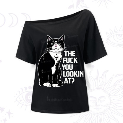 Purplehecate The Fuck You Lookin At One Shoulder T-Shirt