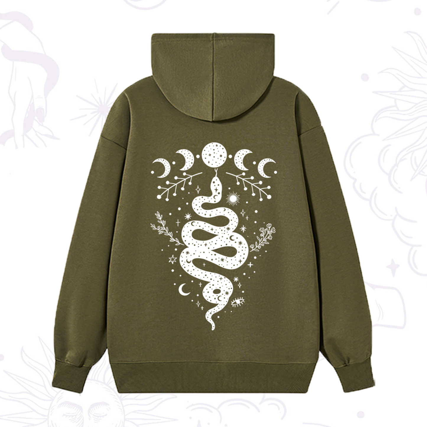 Purplehecate Snake And Moon Phase Comfort Hoodie