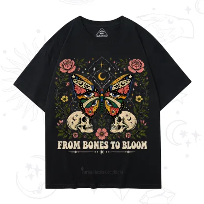 Purplehecate From Bones to Bloom Butterfly T-Shirt
