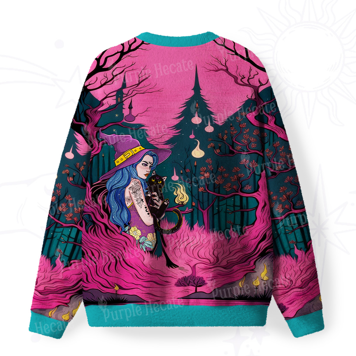 Purplehecate The Witch and Her Familia Fuzzy Ugly Christmas Sweatshirt