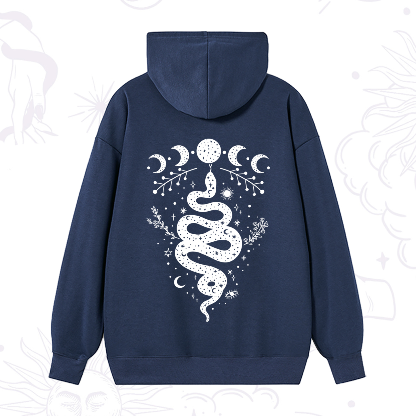 Purplehecate Snake And Moon Phase Comfort Hoodie