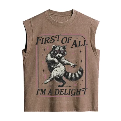 Purplehecate First Of All I'm A Delight Racoon Vintage Washed Tank