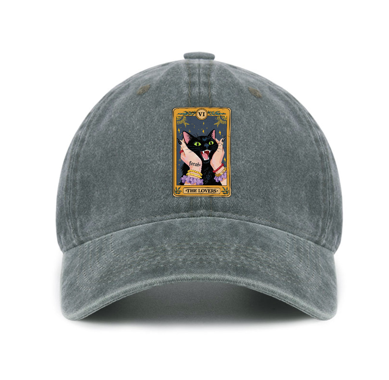 Purplehecate The Lovers Tarot Feral Cat Baseball Cap