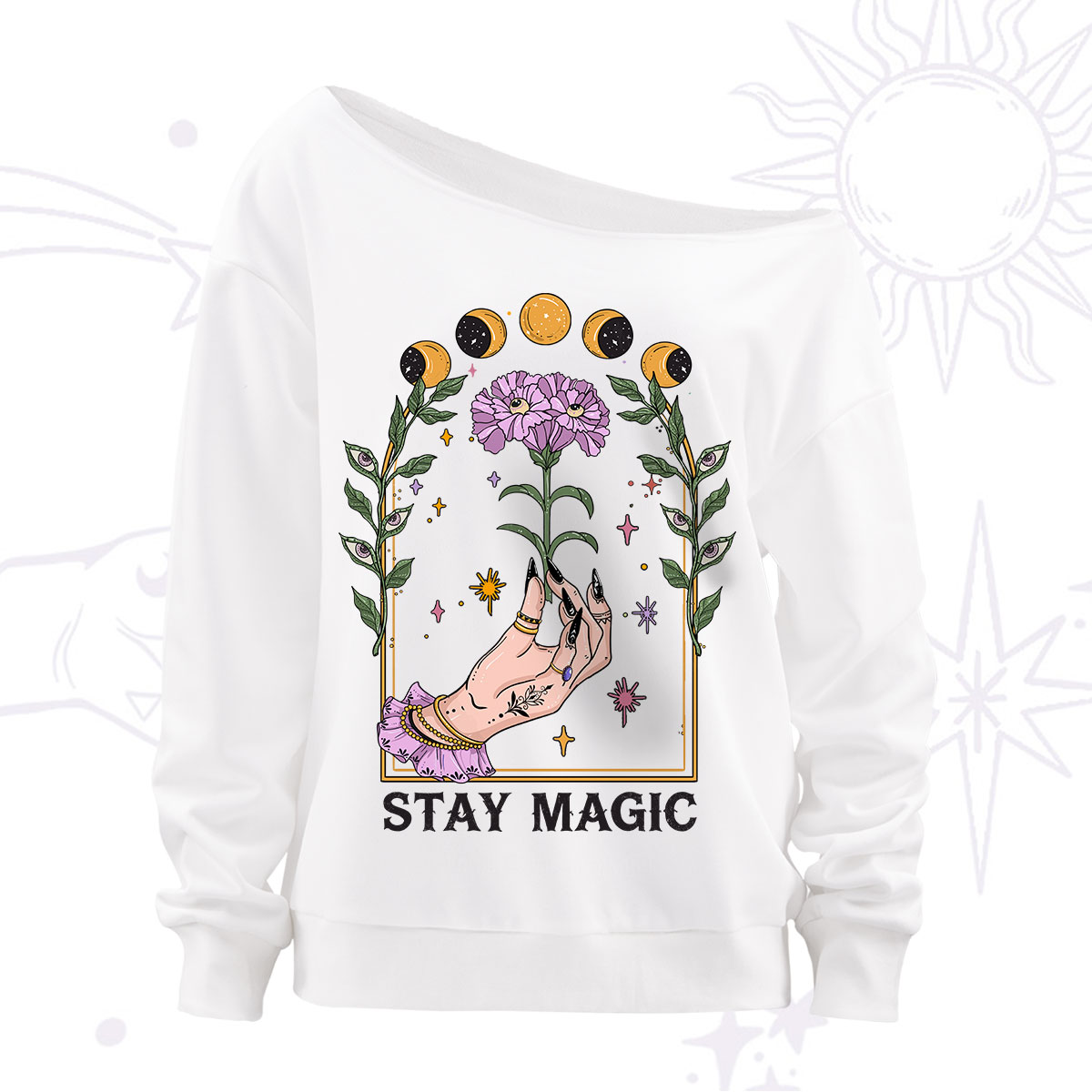Purplehecate Stay Magic Off The Shoulder Sweatshirt