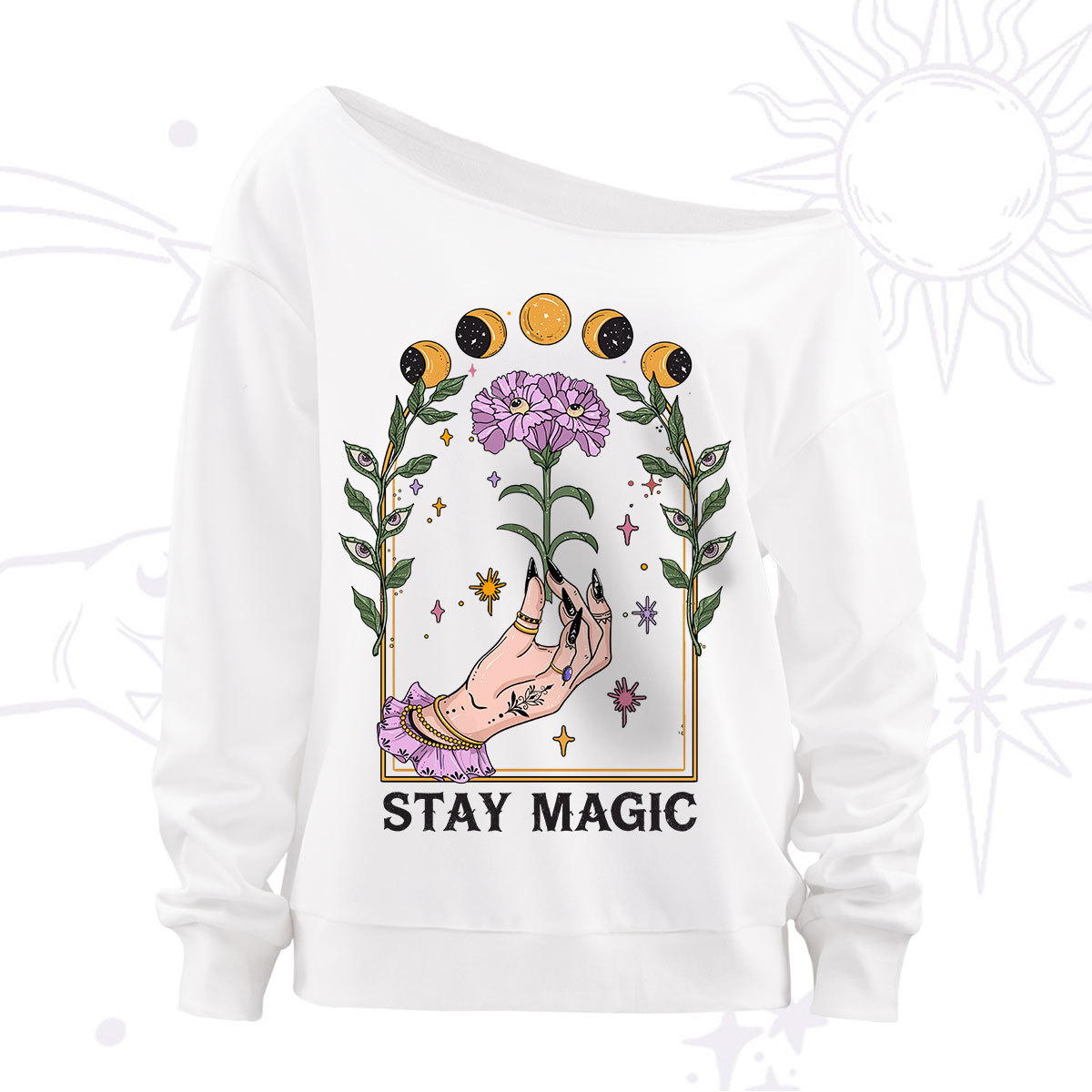 Purplehecate Stay Magic Off The Shoulder Sweatshirt