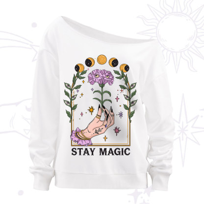Purplehecate Stay Magic Off The Shoulder Sweatshirt