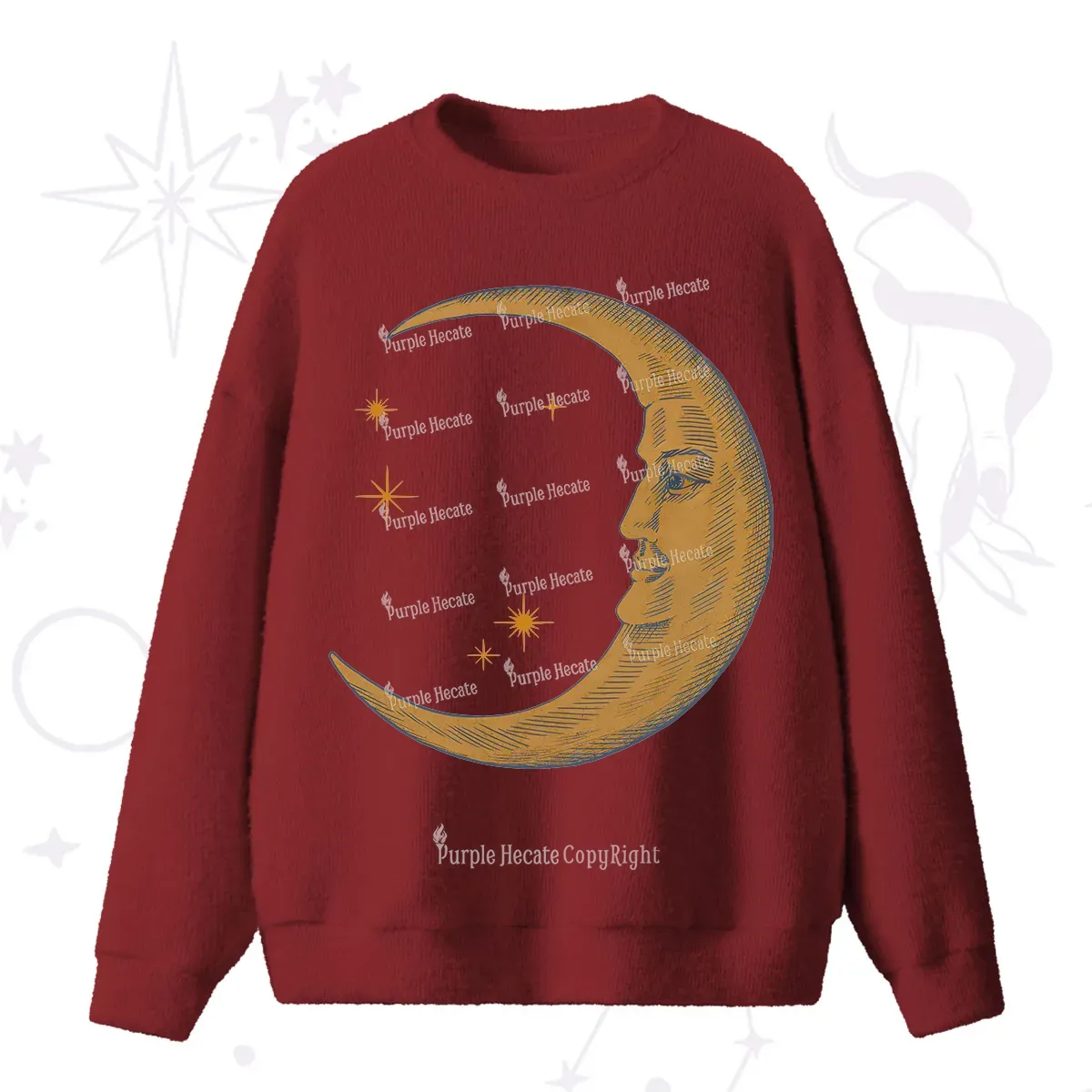 Purplehecate Celestial Moon Fuzzy Ugly Sweater