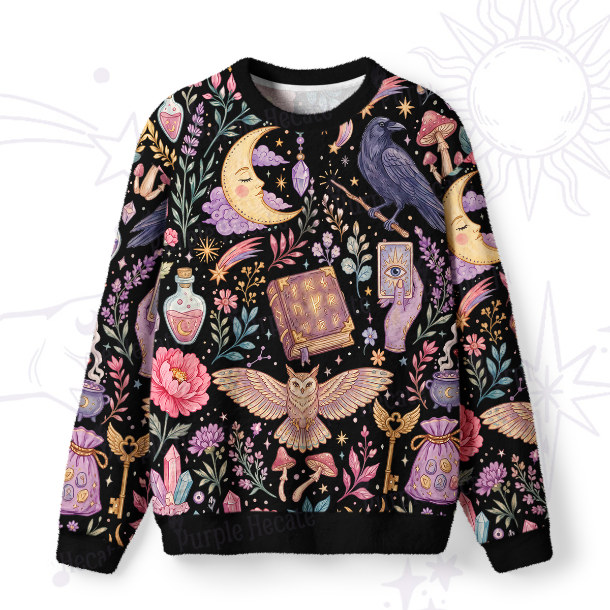 Purplehecate Enchanted Apothecary Raven Fuzzy Ugly Sweatshirt