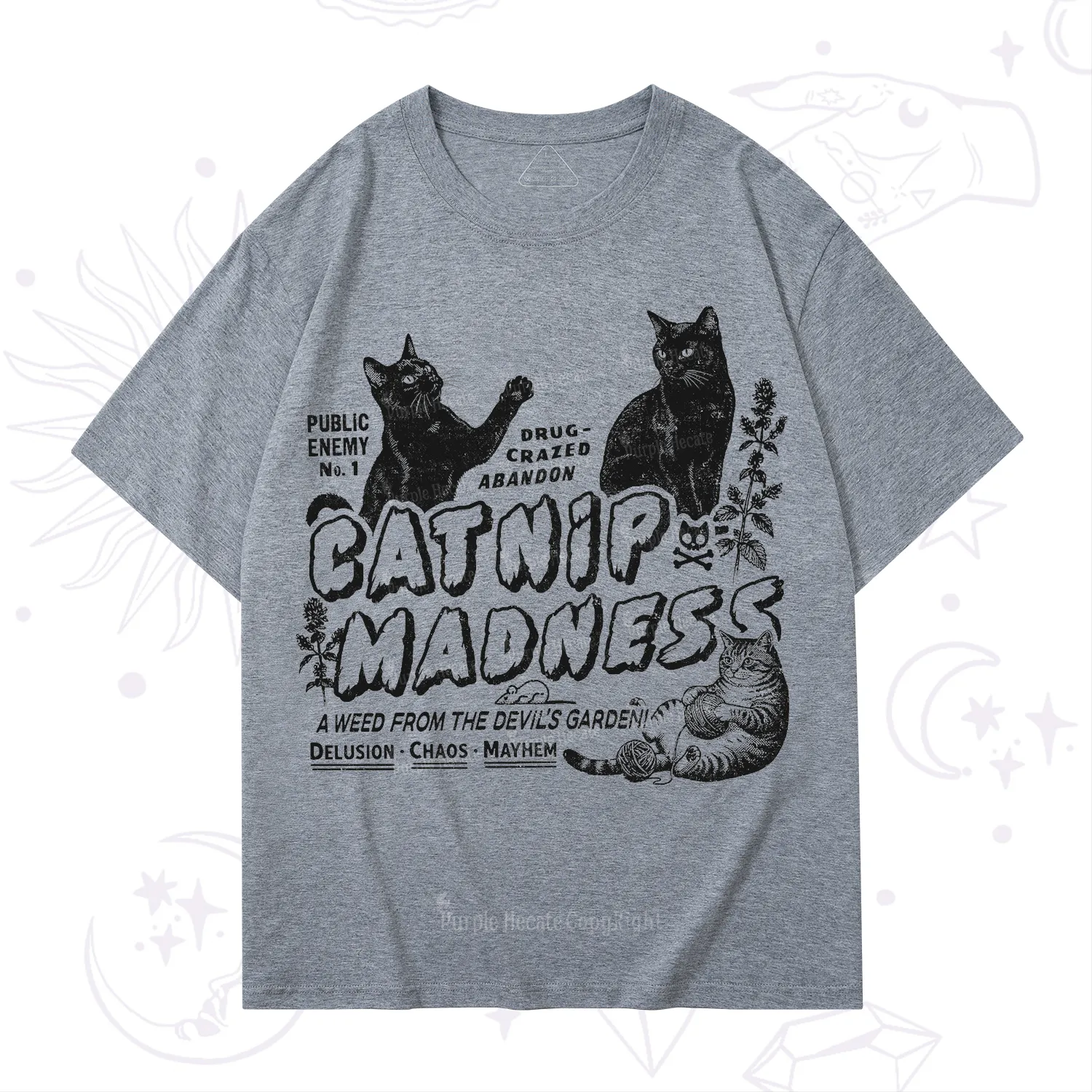 Purplehecate Catnip?Madness Cute?Cat T-Shirt