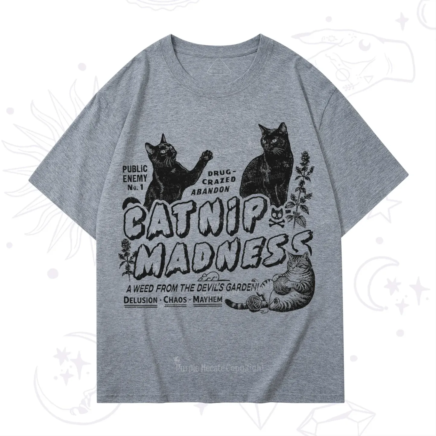 Purplehecate Catnip?Madness Cute?Cat T-Shirt