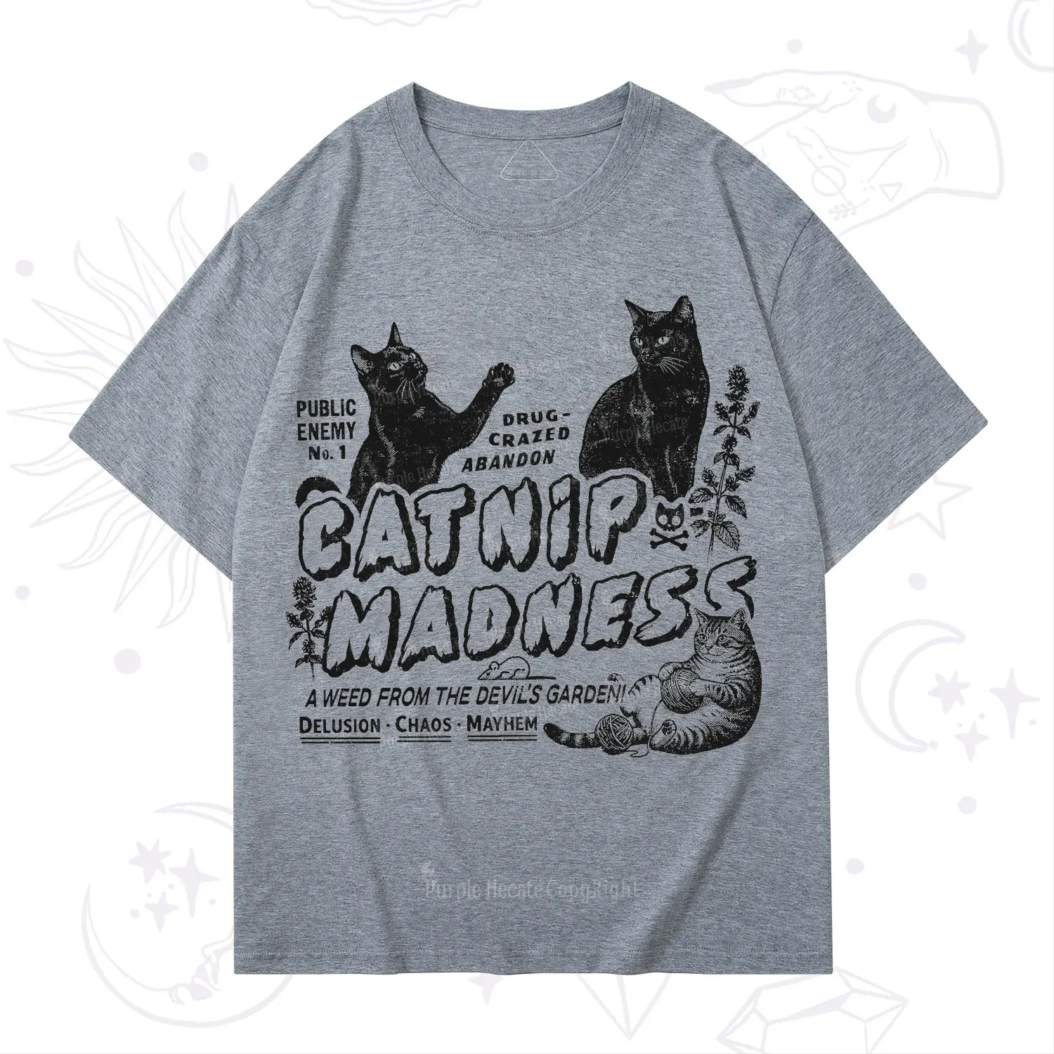 Purplehecate Catnip?Madness Cute?Cat T-Shirt